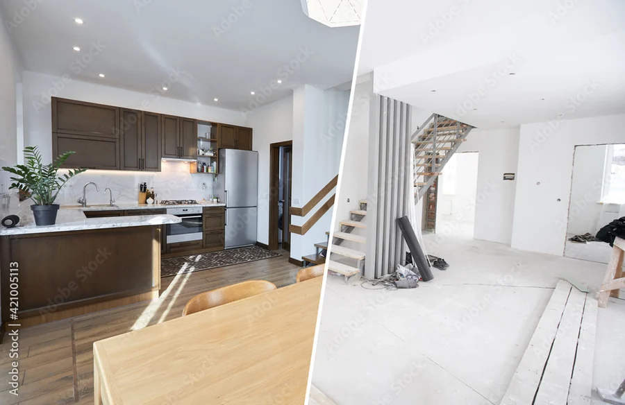 Home before and after renovation