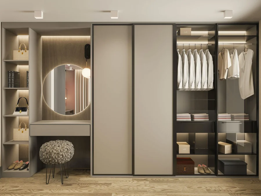Modern walk-in wardrobe